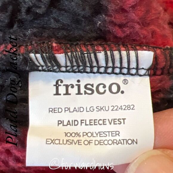 Red Plaid Large Frisco Fleece Vest ** 20-29 lbs - Picture 10 of 12